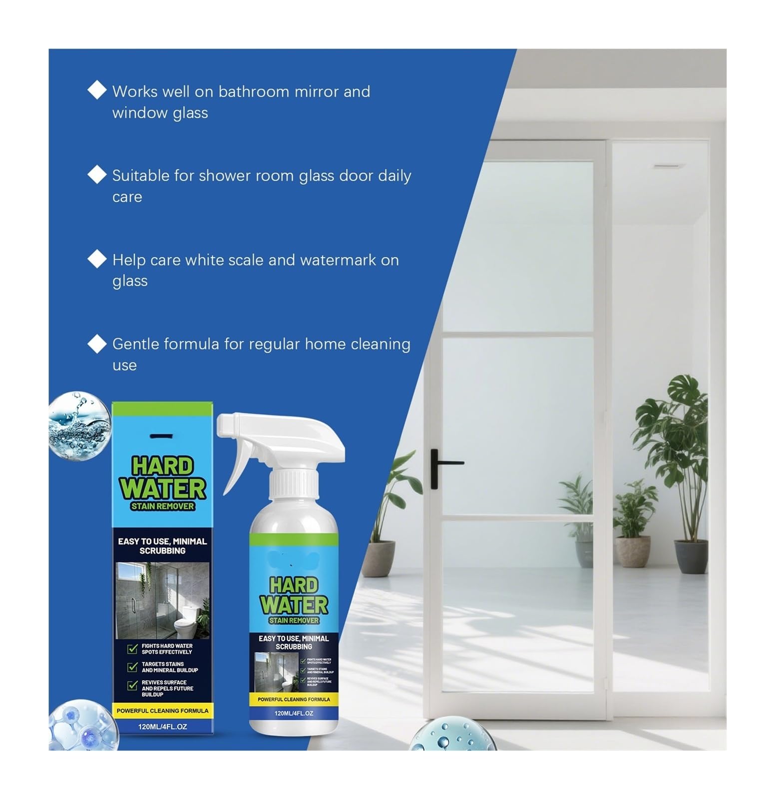 Eliminador de sarro de agua for parabrisas, 120 ml, for mantenimiento diario, limpieza y un acabado brillante(4pcs)
