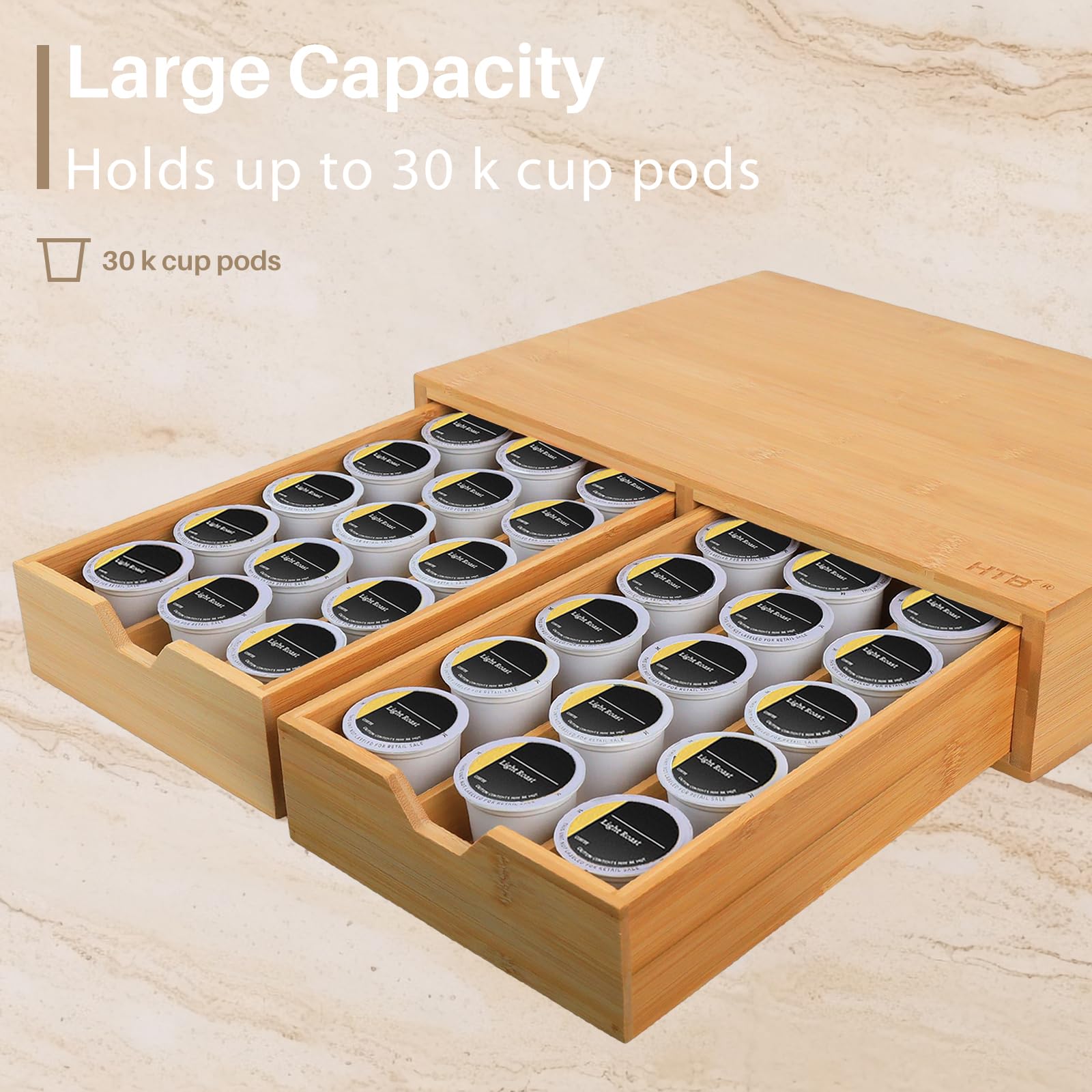 Tiroir de rangement pour dosettes de café K Cup avec tiroir paniers de rangement pour comptoir de café à la maison, au bureau, à la ferme, capacité de 36