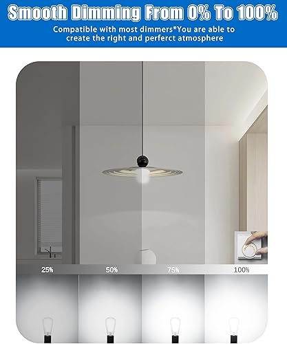 Miniatura 3 de MASTERY MART Bombilla LED vintage E26 regulable, 4000 K, blanco frío 5.5 W (equivalente a 60 vatios), estilo Edison antiguo ST21, 500 lm, bombilla