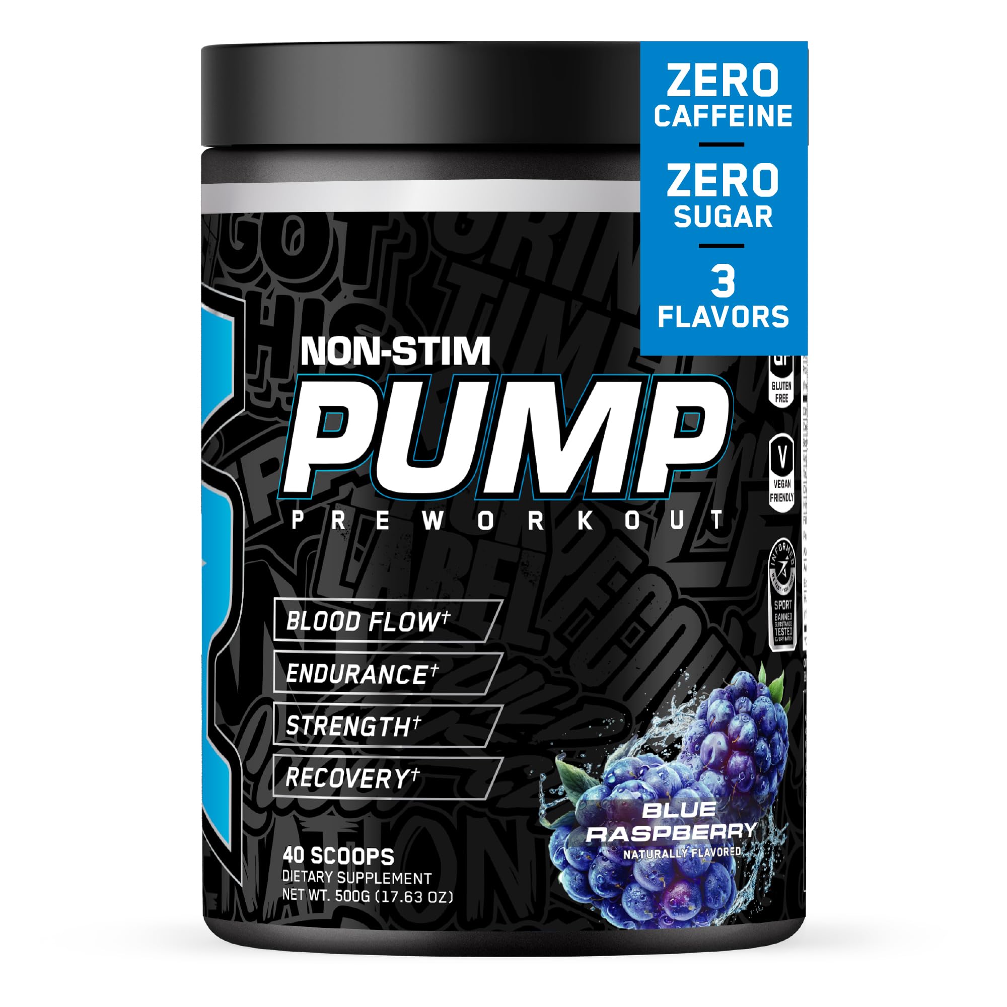 All Black Everything Non Stim Pre-Workout | Preworkout Energy Drink Mix | Caffeine Free | Creatine, Beta Alanine & Citrulline | Energy Supplement for Men & Women | Blue Razz | 40 Servings