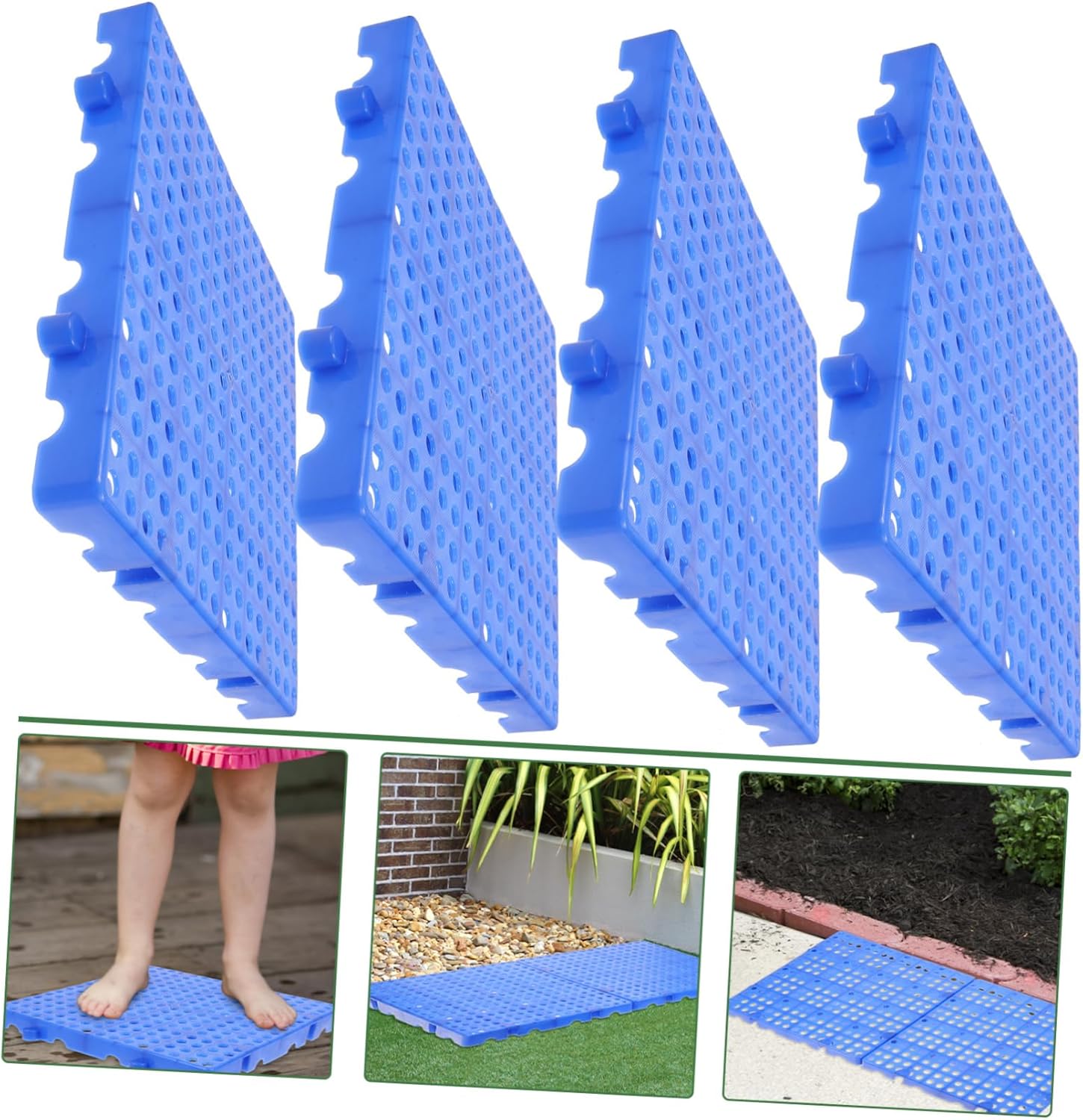 11.8 Inches Plastic Floor Tiles Interlocking Deck Tiles Outdoor Easy Install Non-Skid Garden Floor Mats