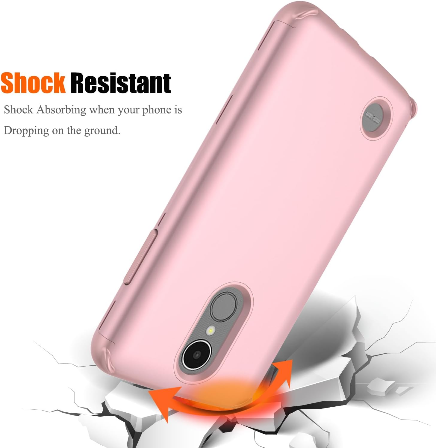 LG K20 Plus Case, LG K20 V Case, LG Grace LTE Case, LG Harmony Case AMENQ 3 in 1 Heavy Duty Absorb Impact Touch Silicone Rubber Smooth PC Protection Cover for LG K10 2017 (Matte Rose)