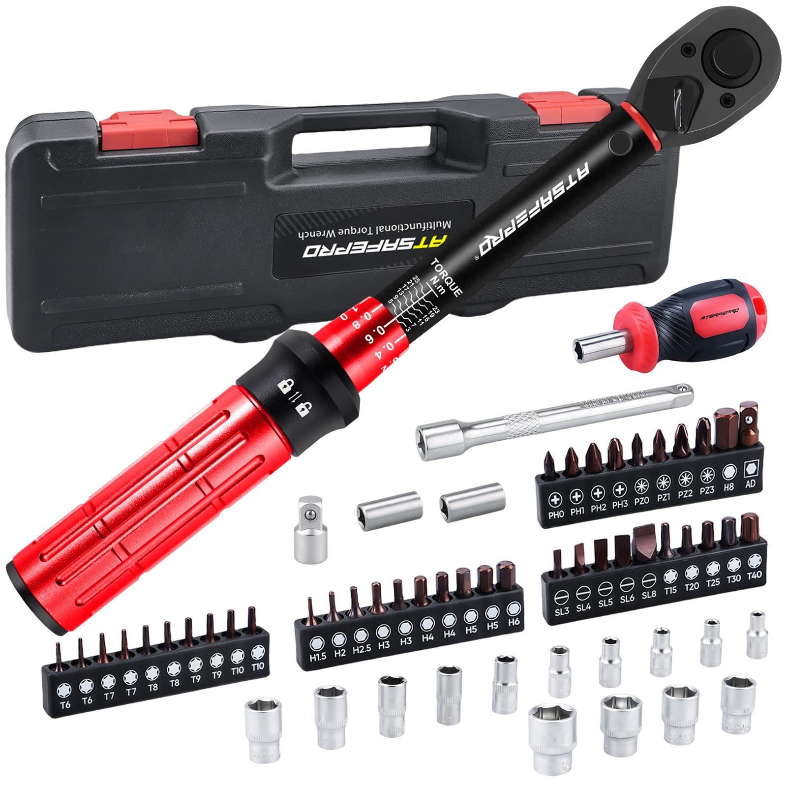 ATsafepro Bike Torque Wrench Set 1/4 Inch,3-25Nm