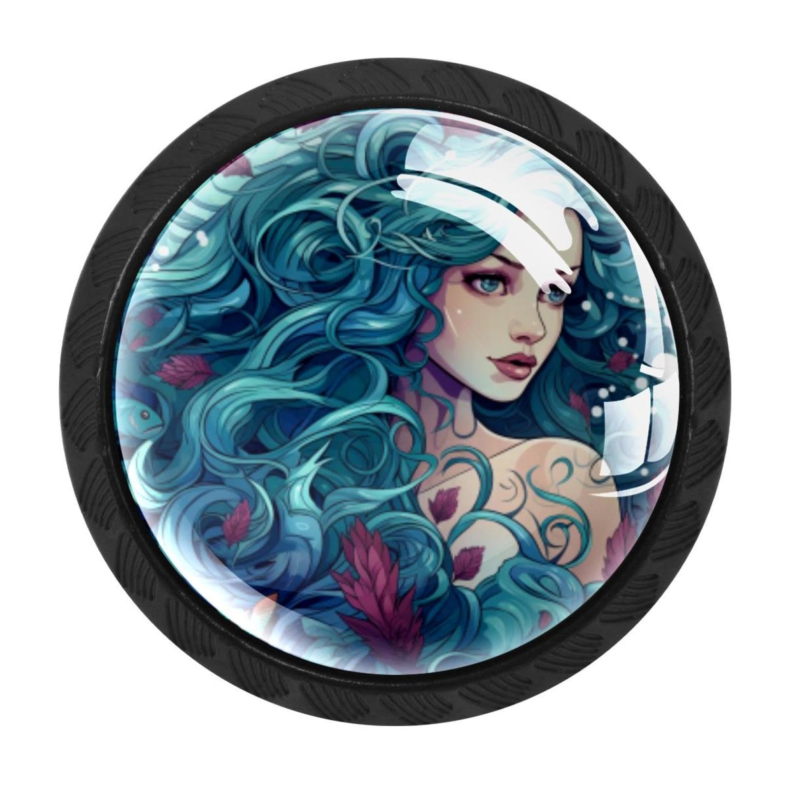 Chenzzzz Multicolored 04 4 Pieces Kitchen Cabinet Drawer Dresser Door Knobs Pulls Handles, Mermaid