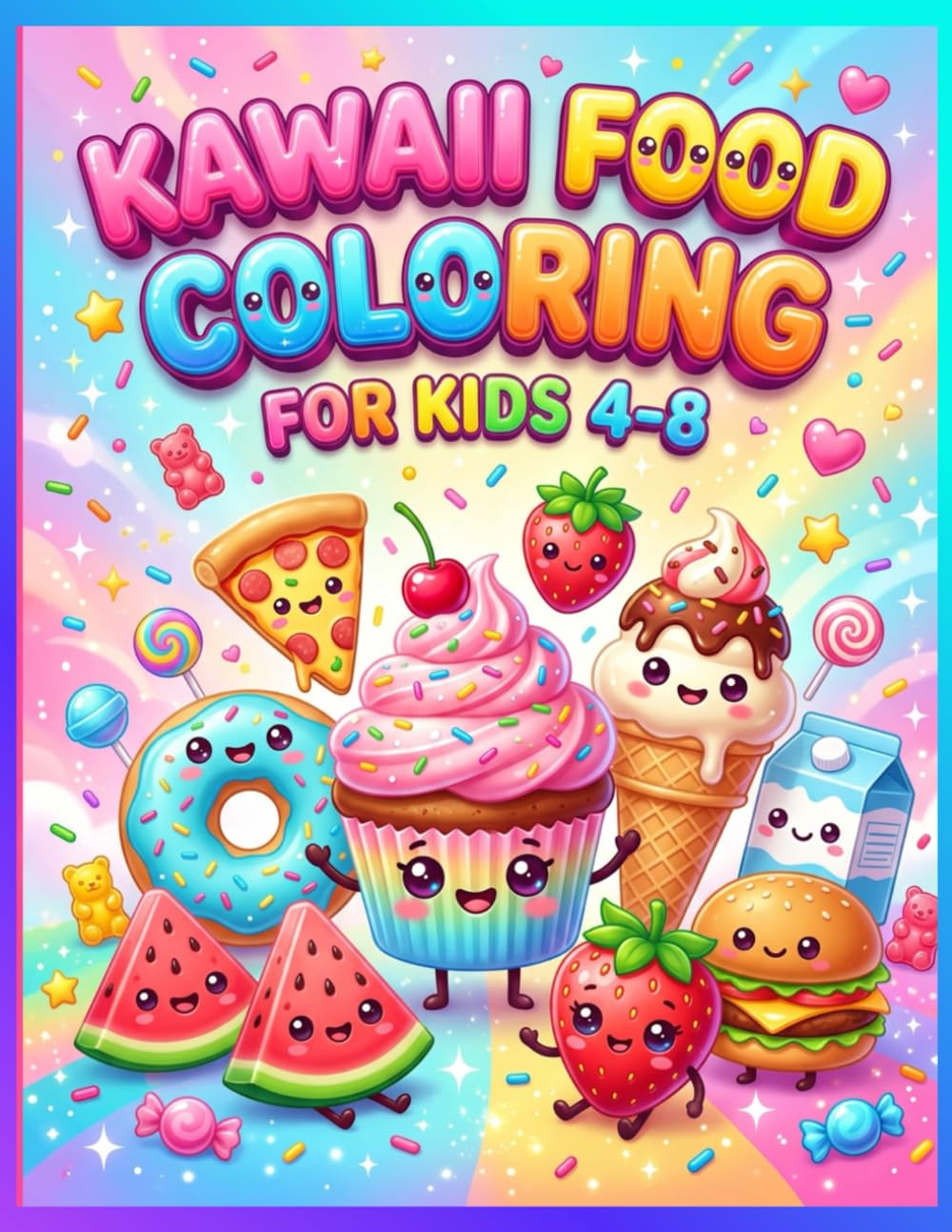 Kawaii Food Coloring Book for Kids Ages 4–8: 77 Total Pages of Super Sweet Coloring Fun | Cute Kawaii Food, Desserts, Snacks and Adorable Treats for Kids