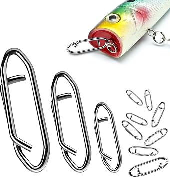 150Pcs Fishing Power Clips, S50, M50, L50 High Strength Stainless Steel Clips Snap Freshwater Saltwater Crankbait Connector Tackle, Fishing Clips Quick Change