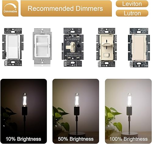 Miniatura 4 de Bombilla LED T10 regulable luz blanca diurna 5000K, bombillas LED tubulares de 2 W equivalentes a 25 vatios, 200 lm, bombilla de base media E26 para