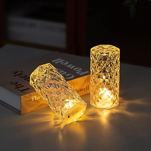 Miniatura 3 de Paquete de 6 mini lámparas LED de escritorio de acrílico blanco cálido, mini lámpara de mesa, luces nocturnas decorativas, adecuadas para una fiesta