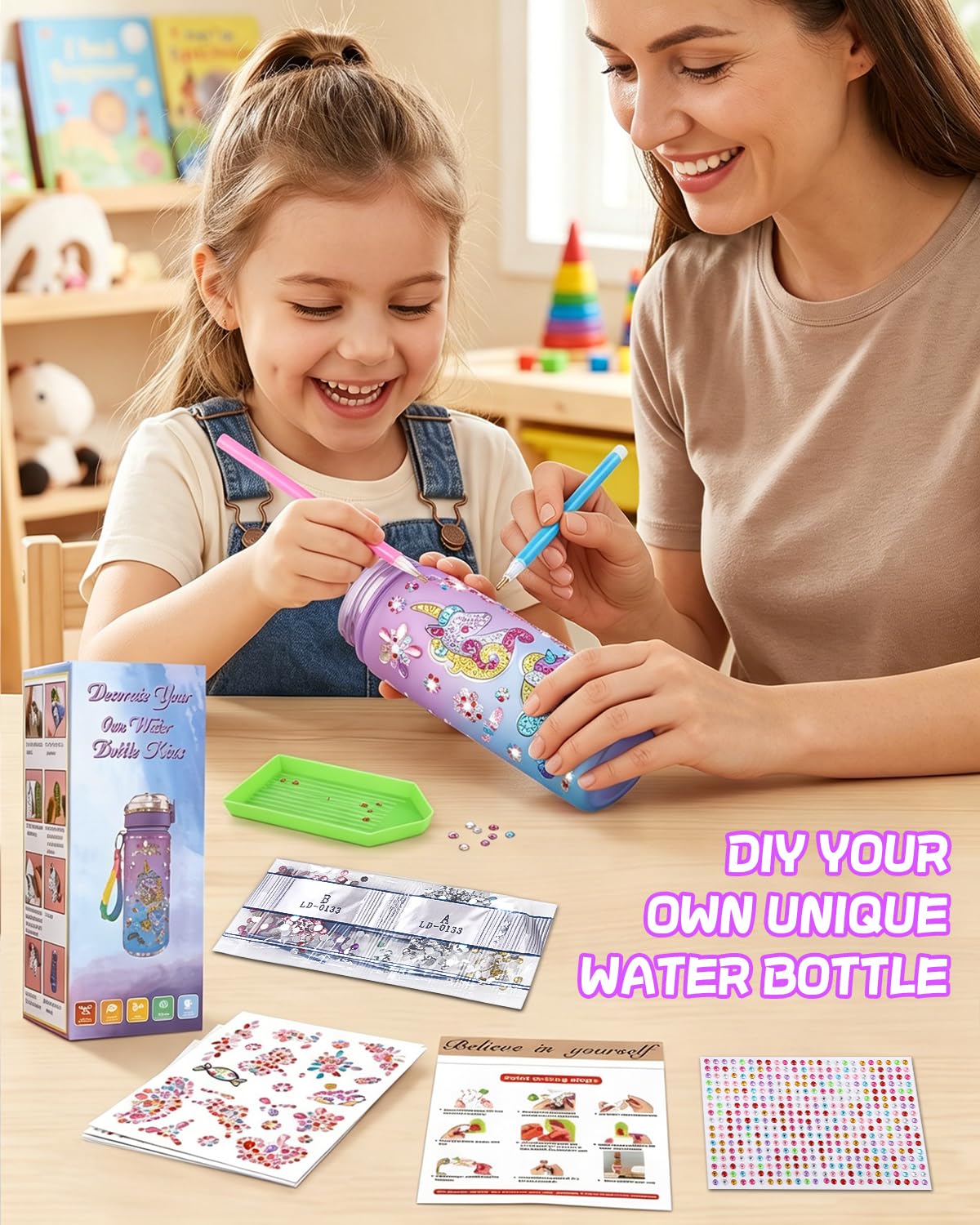 Kit de bricolage gourde licorne avec peinture diamant jouet créatif 5-10 ans