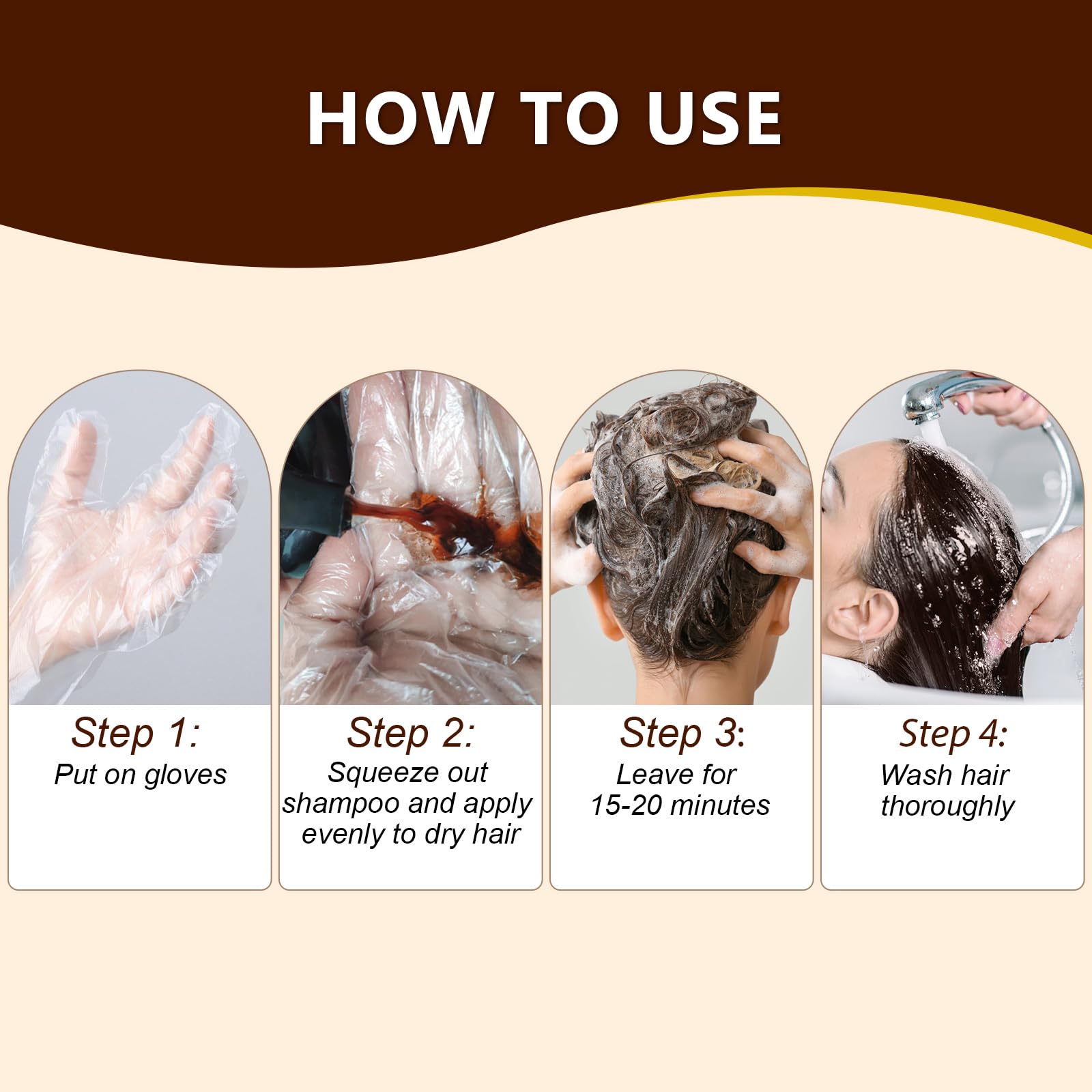 COSMTEK Dark Brown Hair Dye Shampoo for Gray Hair, Semi-Permanent