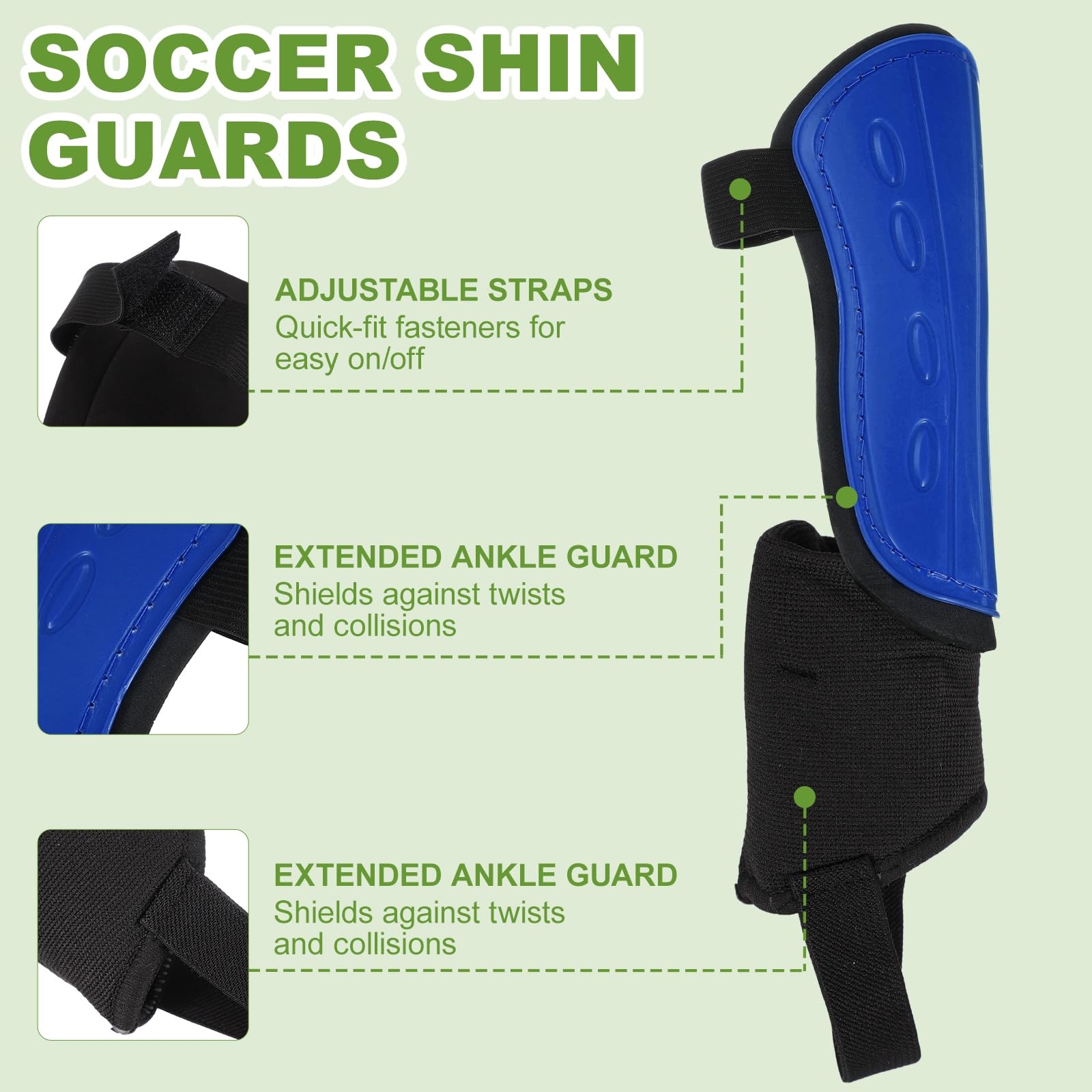Espinilleras de fútbol, equipo de protección con protección para el tobillo, ajuste para adultos jóvenes, mujeres y hombres, fútbol americano, entrenamiento)