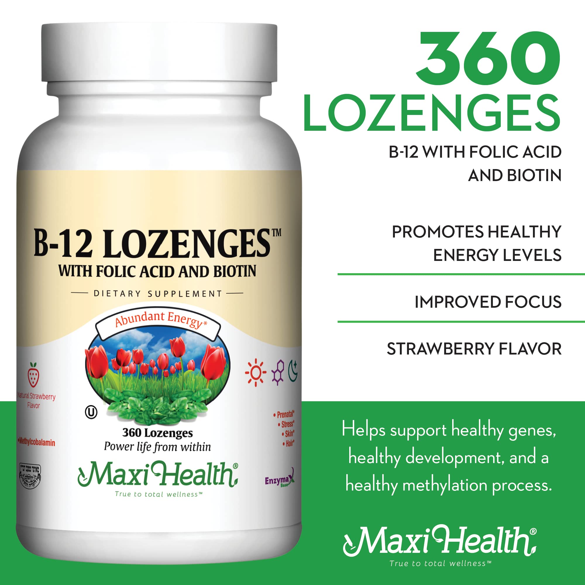 Maxi Health® Vitamin B12 Sublingual Lozenges, Strawberry (360 Count) — Amazon image 3