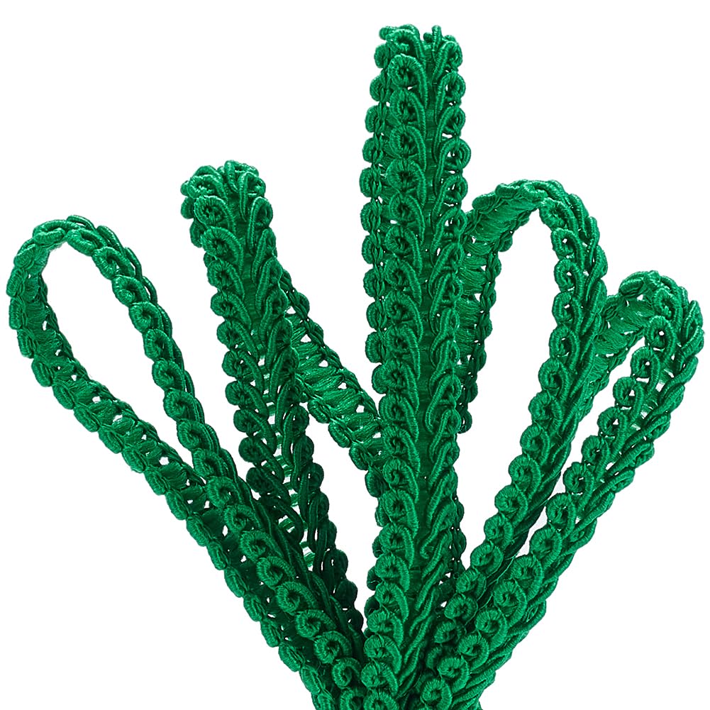 PH PandaHall Green Trim, 27 Yards 1/4 inch Braid Tirm for Sewing Green Gimp Braid Trim Ribbon Basic Fringe Trim for Upholstery Costume DIY Crafts Jewelry Making Curtain Spring Christmas Decor