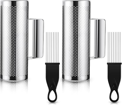 Kathfly 4 Pcs Guiro Instrument Metal Stainless Steel Musical Latin Percussion Shaker with Scrapers for Live Performance3 x 8 Inch