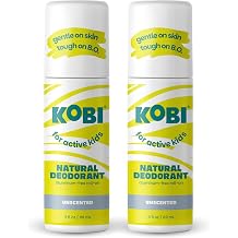 Kobi Deodorant for Active Kids, Teens, Boys, Girls - Natural, Aluminum-Free, Sport Strength - Unscented 2-Pack