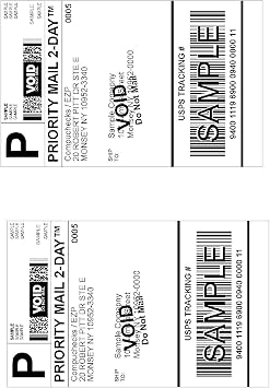 40 Shipping Labels 2 Per Page for Laser and Inkjet Printers 20 Blank Sheets of White Self-Adhesive Labels