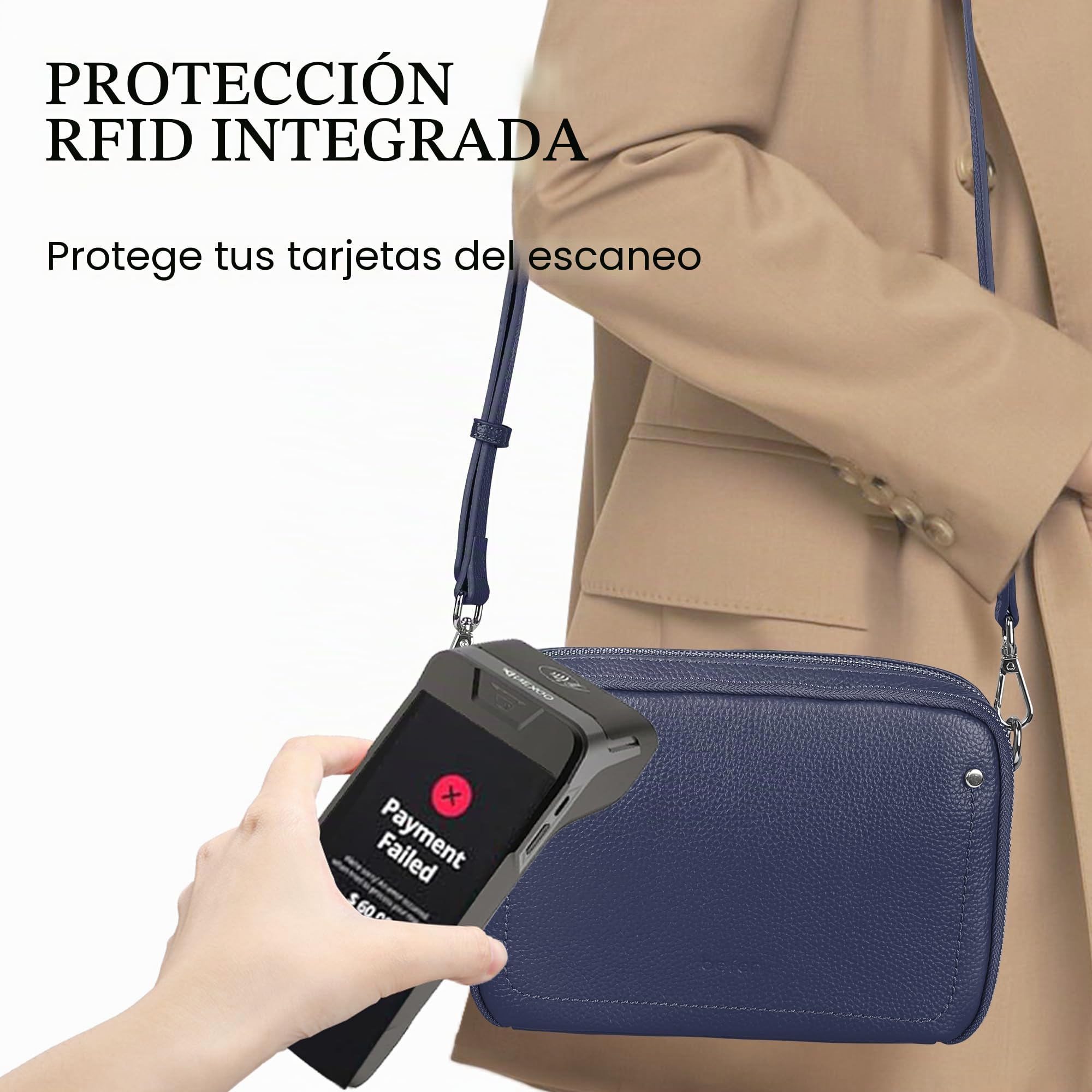 befen Bolso cruzado de piel auténtica para mujer, con bloqueo RFID, bolsa de hombro pequeña para mujer, bolsos de mano con ranuras para tarjetas