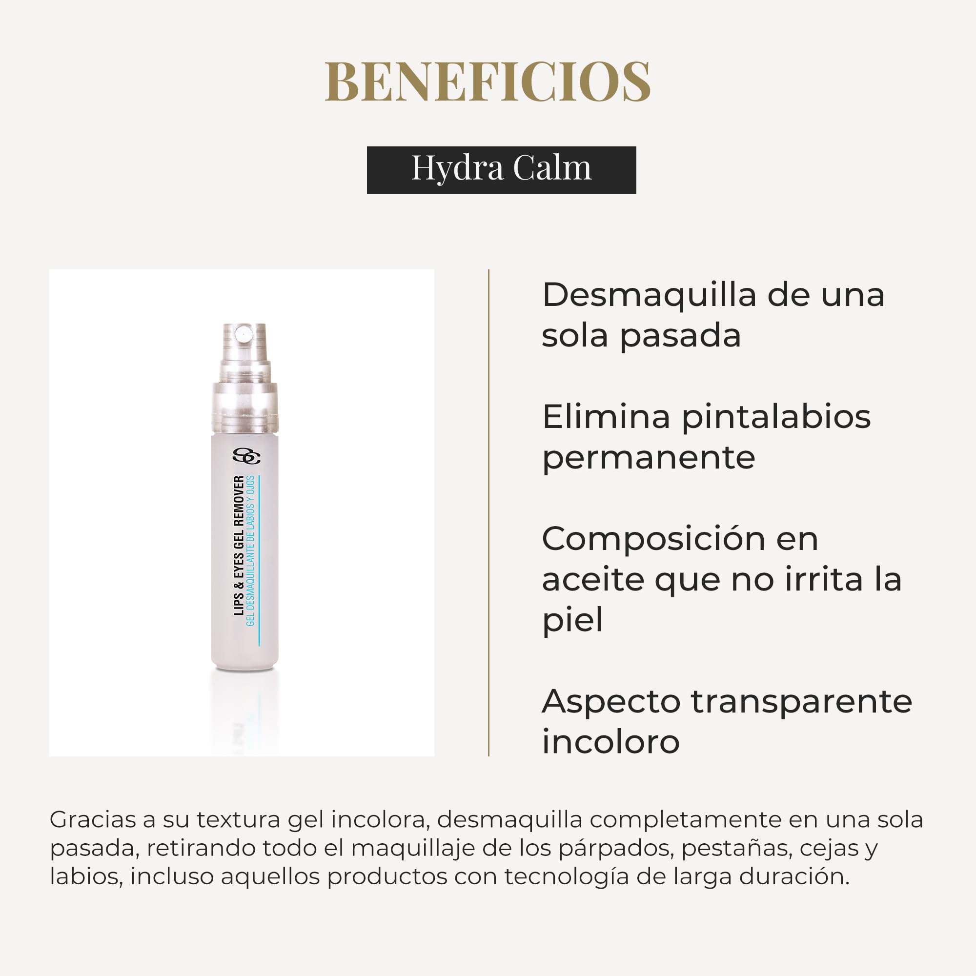 SALERM - Desmaquillante Ojos y Labios - Gel Desmaquillante - 15 ml - Desmaquilla de una Sola Pasada - Elimina Pintalabios Permanente - Composición en Aceite que no Irrita la Piel