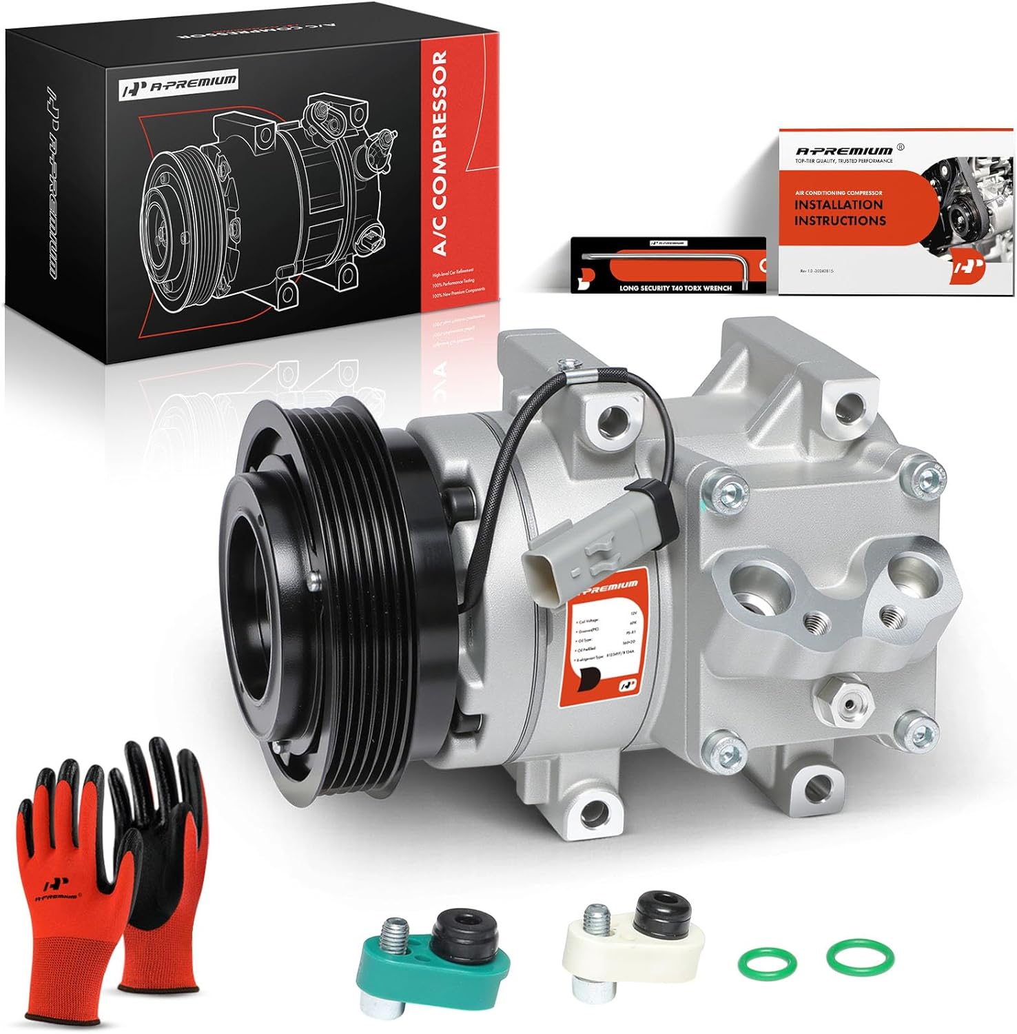 A-Premium Air Conditioner AC Compressor with Clutch Compatible with Chrysler Sebring 2.4L 2.7L 2004-2006, Dodge Stratus 2.4L 2.7L 2004-2006