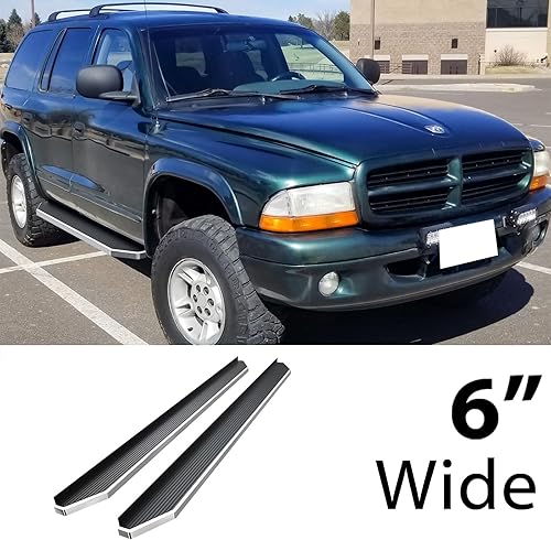 Miniatura 2 de HD Ridez Estribo de estilo plano de 6 pulgadas pulido compatible con Dodge Dakota 1999-2000 Quad Cab y Dodge Durango 1997-2000 (barras laterales de