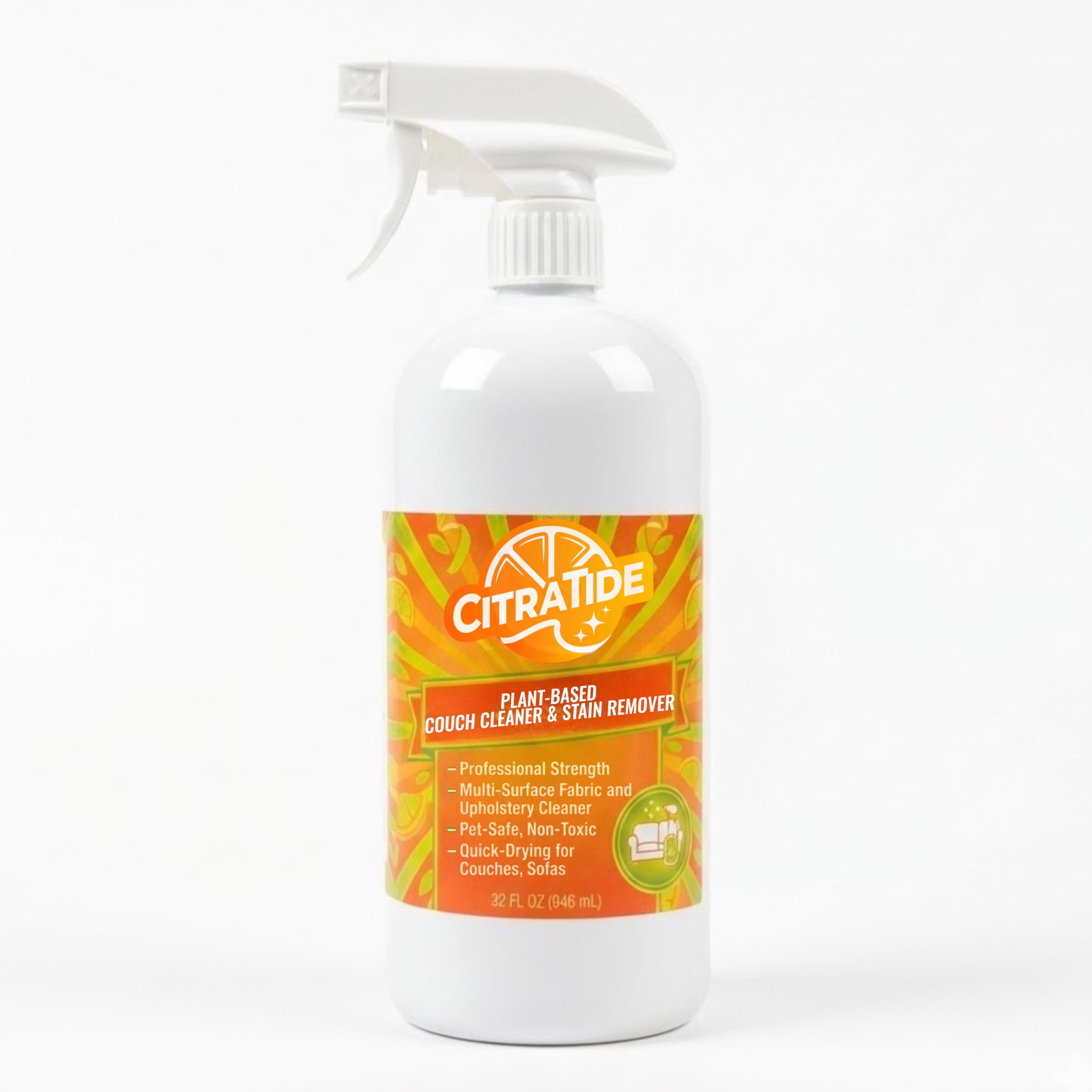Plant-Based Couch Cleaner & Stain Remover Spray – Upholstery & Fabric Cleaner for Sofas, Couches & Car Interiors – Pet & Kid Safe, Non-Toxic, Eco-Friendly, Made in USA