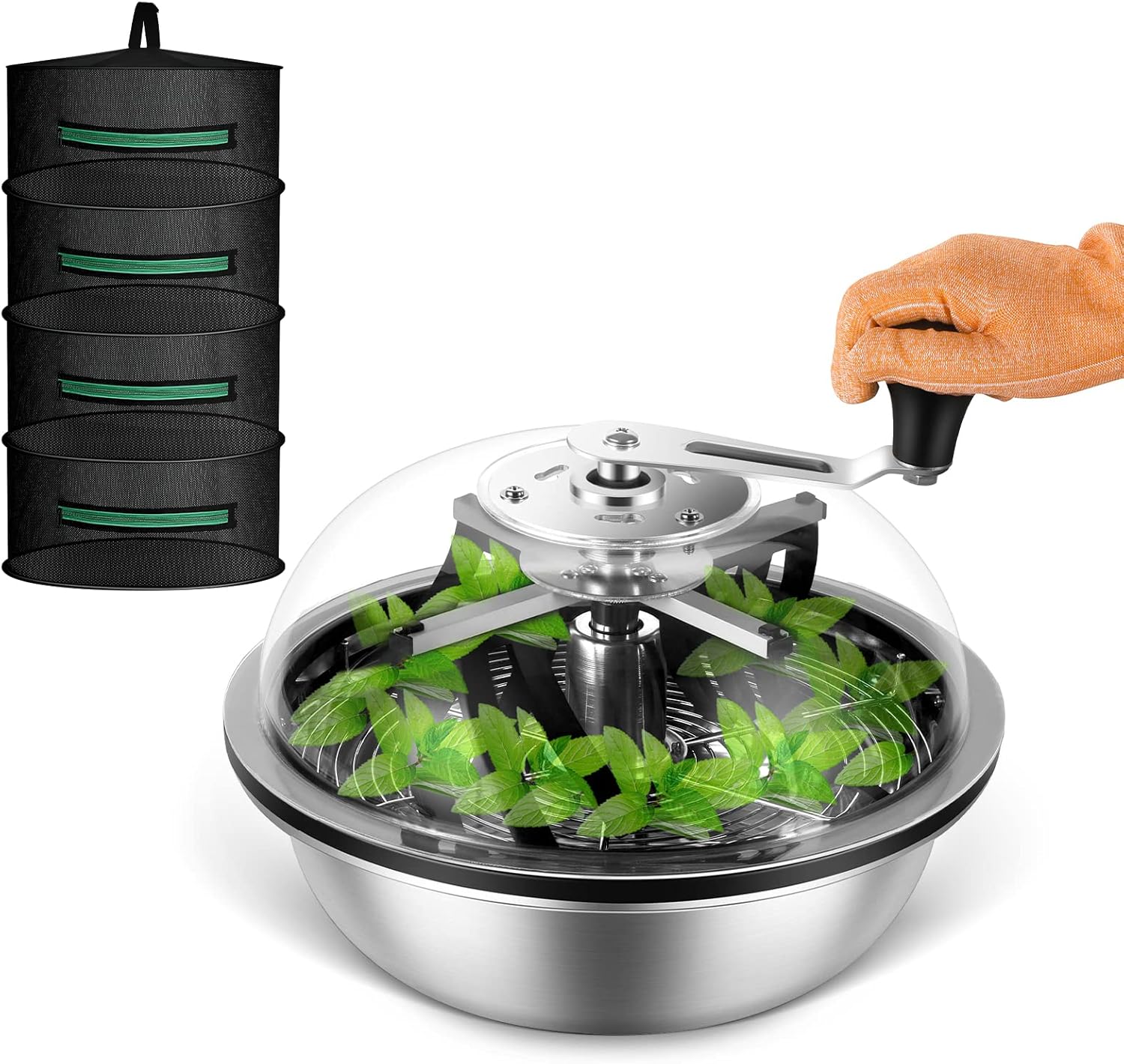 MELONFARM 13 Inch Bud Leaf Bowl Trimmer Twisted Spin Cut for Hydroponic Plant with Sharp Stainless Steel Blades, 4-Layer Plant Rack Included