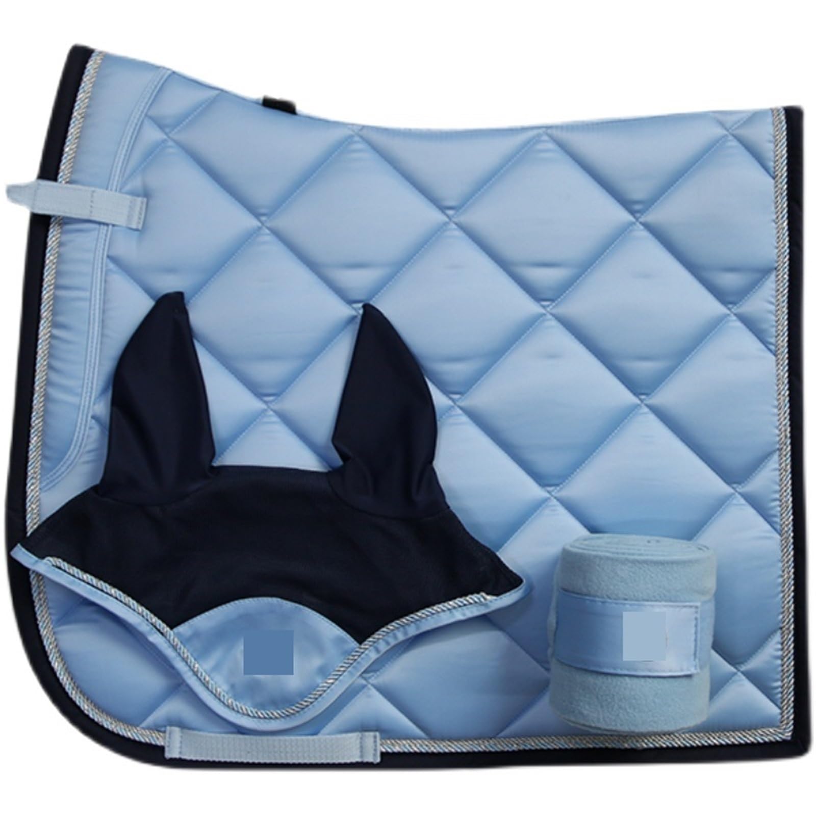 Mantilla para Caballo Arnés de equipo ecuestre, sillín de paso azul claro, traje deportivo, orejeras, mallas, barrera, almohadilla for el sudor de caballo(4)