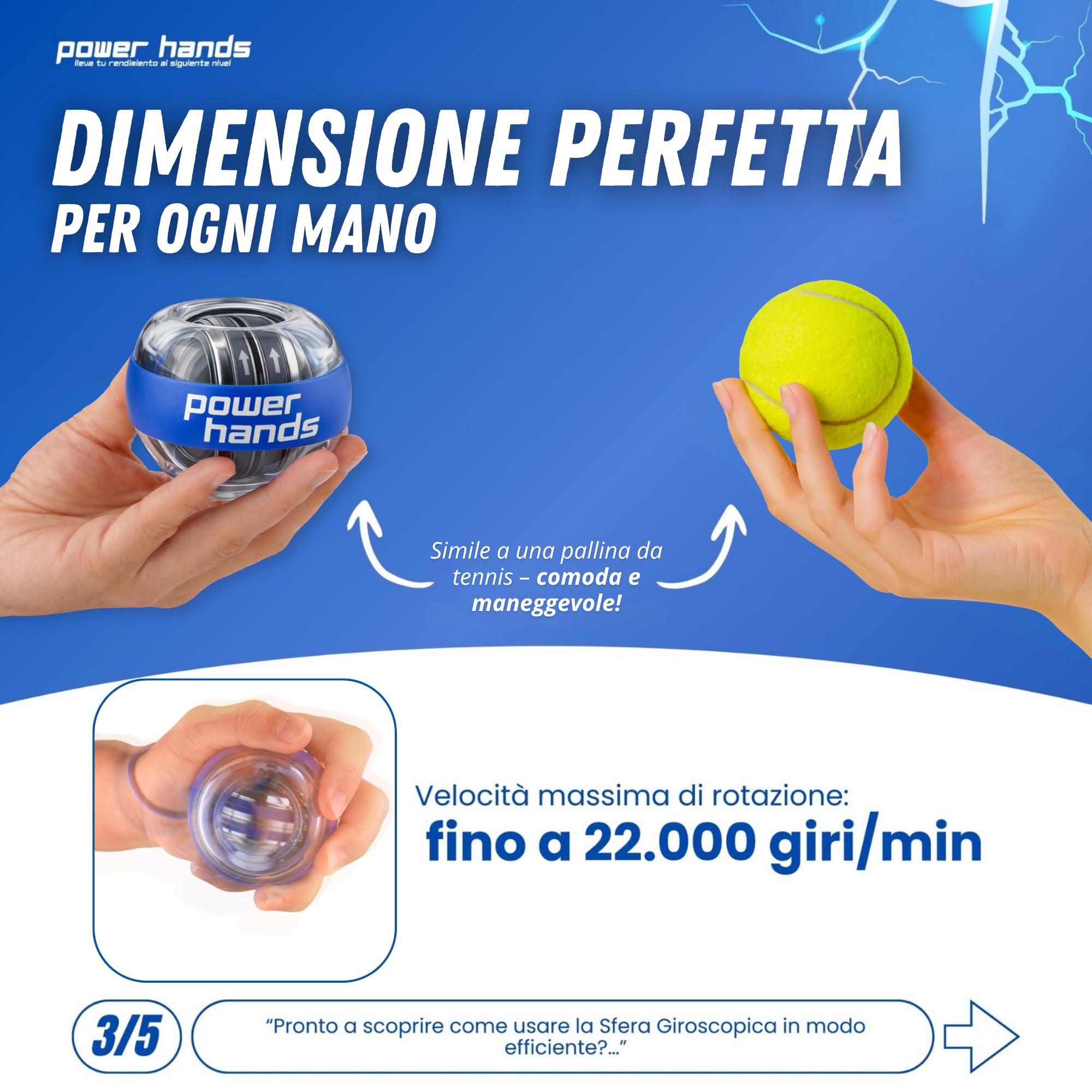 Gyro Ball – Giroscopio Professionale per Allenamento di Mano, Polso e Avambraccio – Antistress per Fitness, Riabilitazione e Rinforzo Muscolare – Regalo Uomo Donna