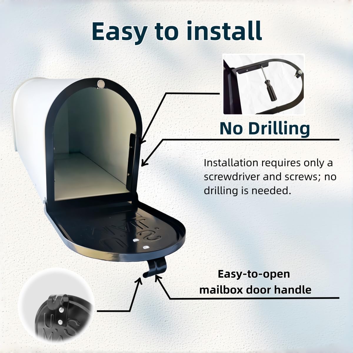 Mailbox Door Replacement Panel, 6 1/4" W x 8 1/4" H, Black Metal Finish Heavy Duty Galvanized Steel Snap-in Front Door, Flat-Head Screws & Hardware Included, Fits Many Curbside & Brick Mailboxes