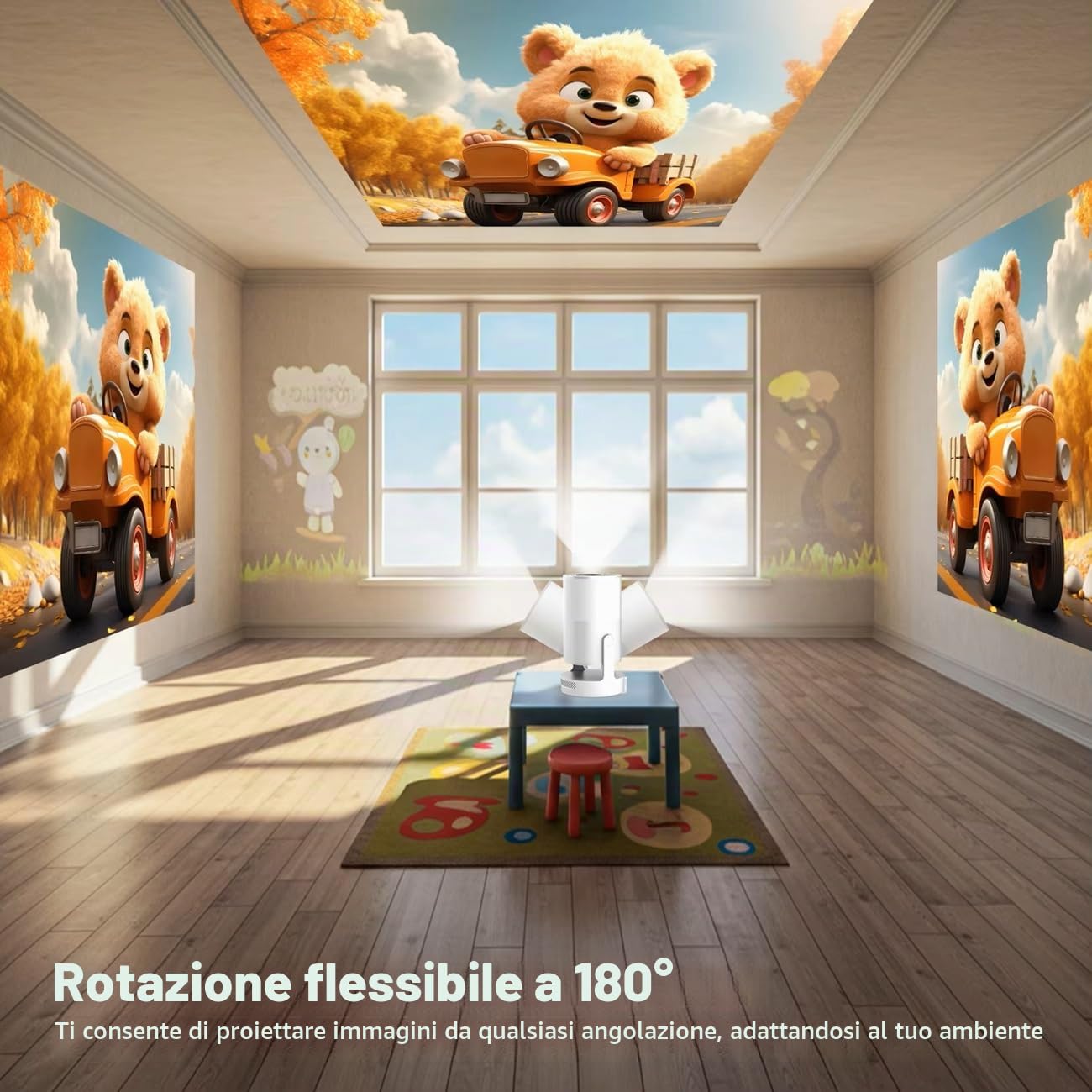 Proiettore HY300 Pro+ con altoparlante integrato da 5 W, 1920 x 1080p, Android 14, 8000 lumen, WiFi 6, BT5.4, portatile, per esterni (HY300 Pro New-White)
