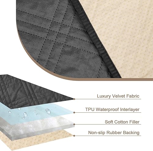 Miniatura 7 de BOCTOPUG Funda de terciopelo para silla reclinable, impermeable, resistente al agua, para perros y mascotas (gris oscuro, 30 pulgadas, izquierda)