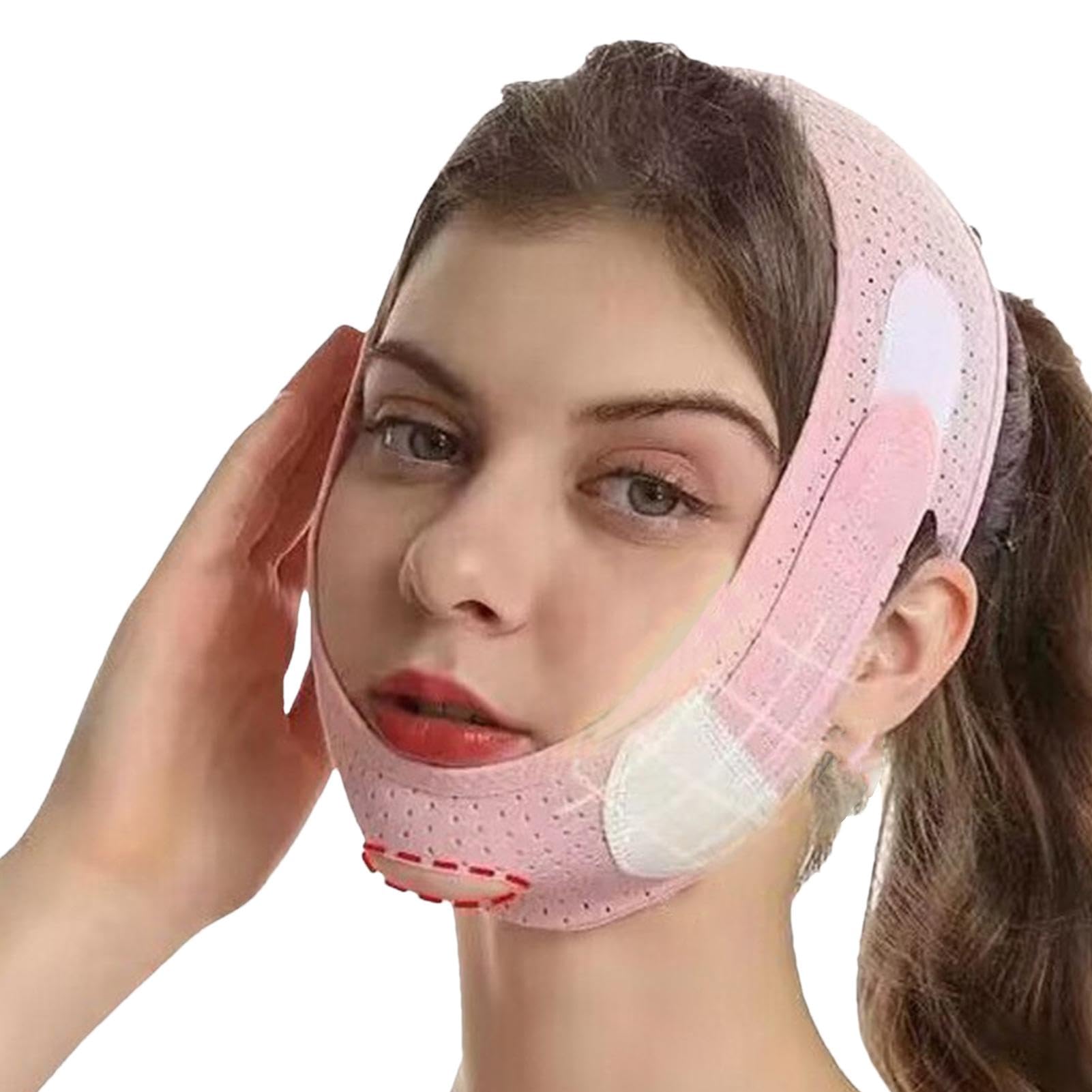 V-Gesichtsformer Mit Einstellbarem Gewicht – Doppelkinn-Reduzierer, ABS, In Mint, Pink & Roségold