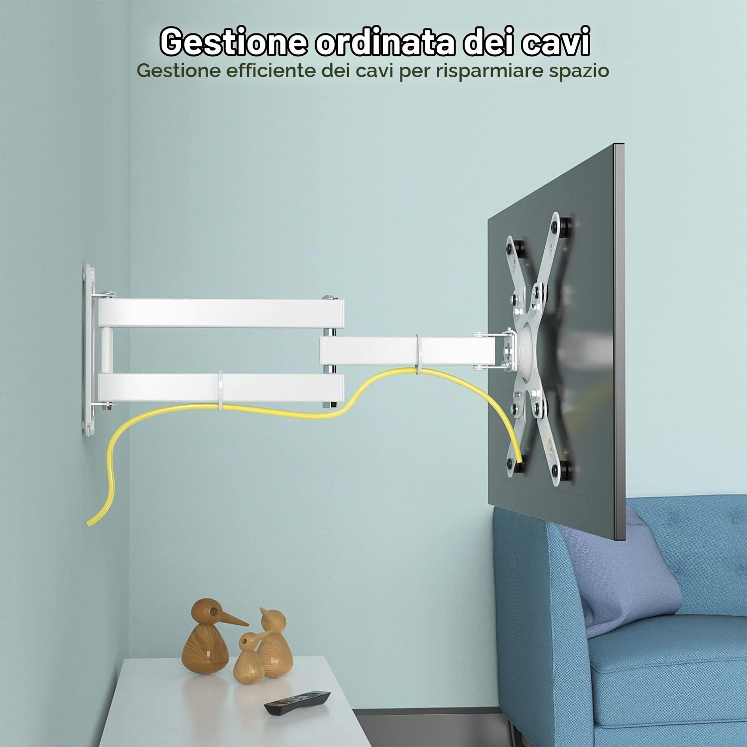 Techly 023851 Supporto a Muro Ultra Slim per TV LED LCD 23-55" Bianco Bianco