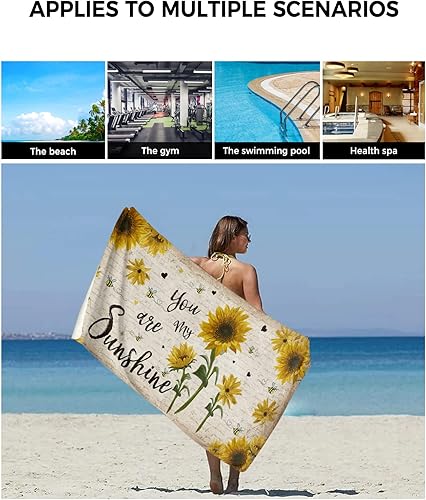 Miniatura 6 de Juego de 3 toallas de baño de girasol, toallas rústicas de girasol para baño, toallas de ducha suaves absorbentes, girasol, decoración de baño,