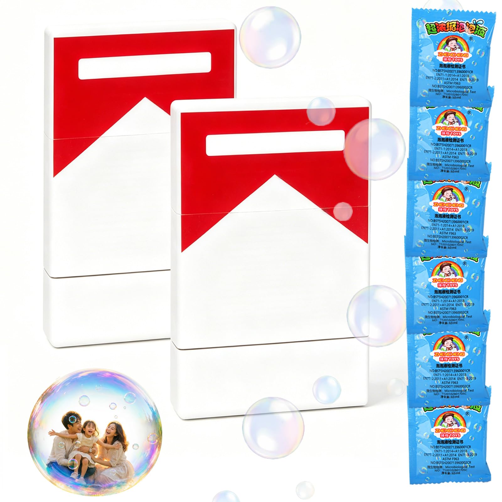 2 Bubble Blowing Kit, Realistic Fake with Bubble Solution, 2 Pack Minibubble Wands, Stress Relief Toy for kids and adults, for Birthday Party Gift, Outdoor Activity