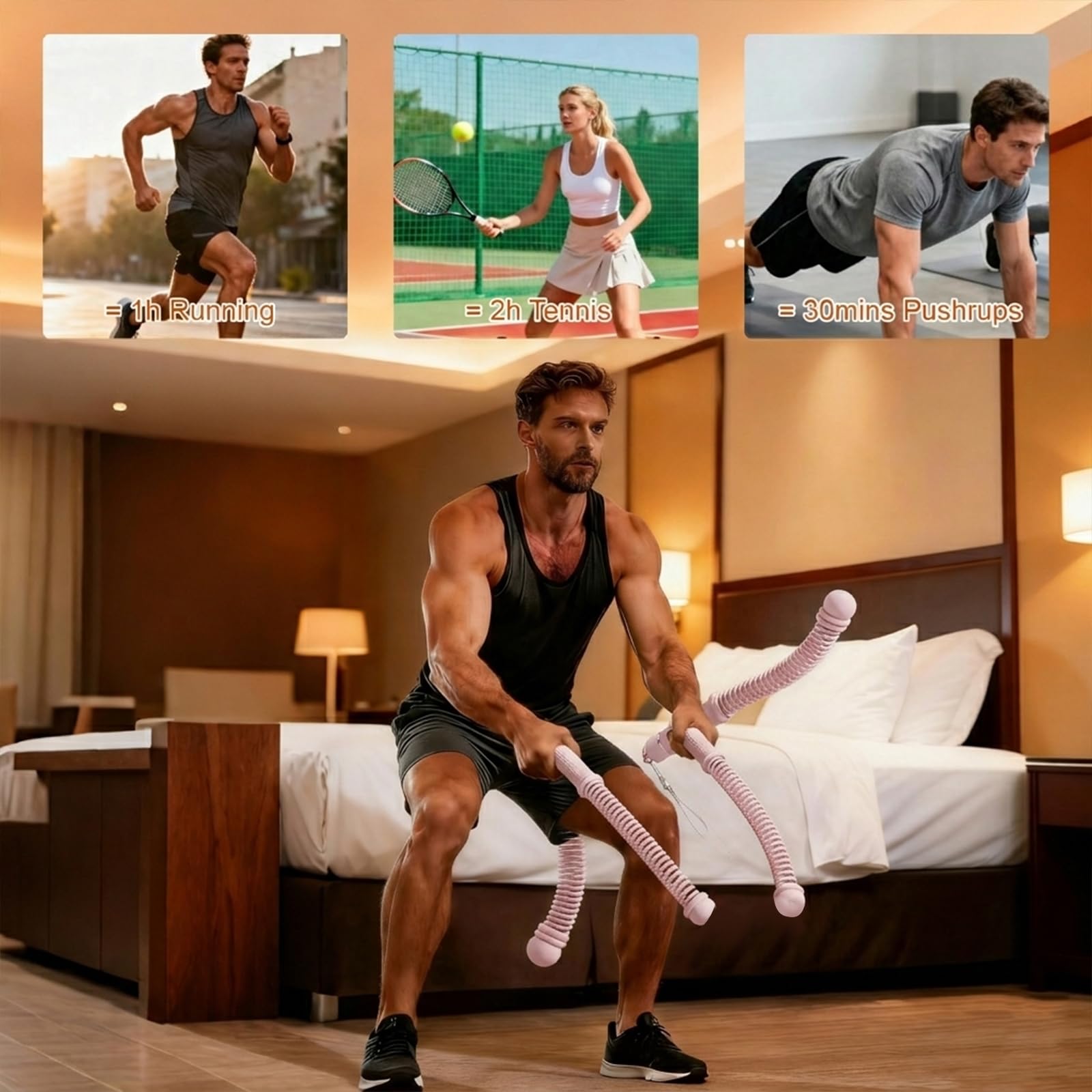 2 Piezas Battle Rope, Cuerda De Batalla, Cuerda Ejercicio, Resistencia Ajustable Equipo Fitness, para Entrenamiento En Casa, Gimnasio, Cardio, HIIT, Musculación