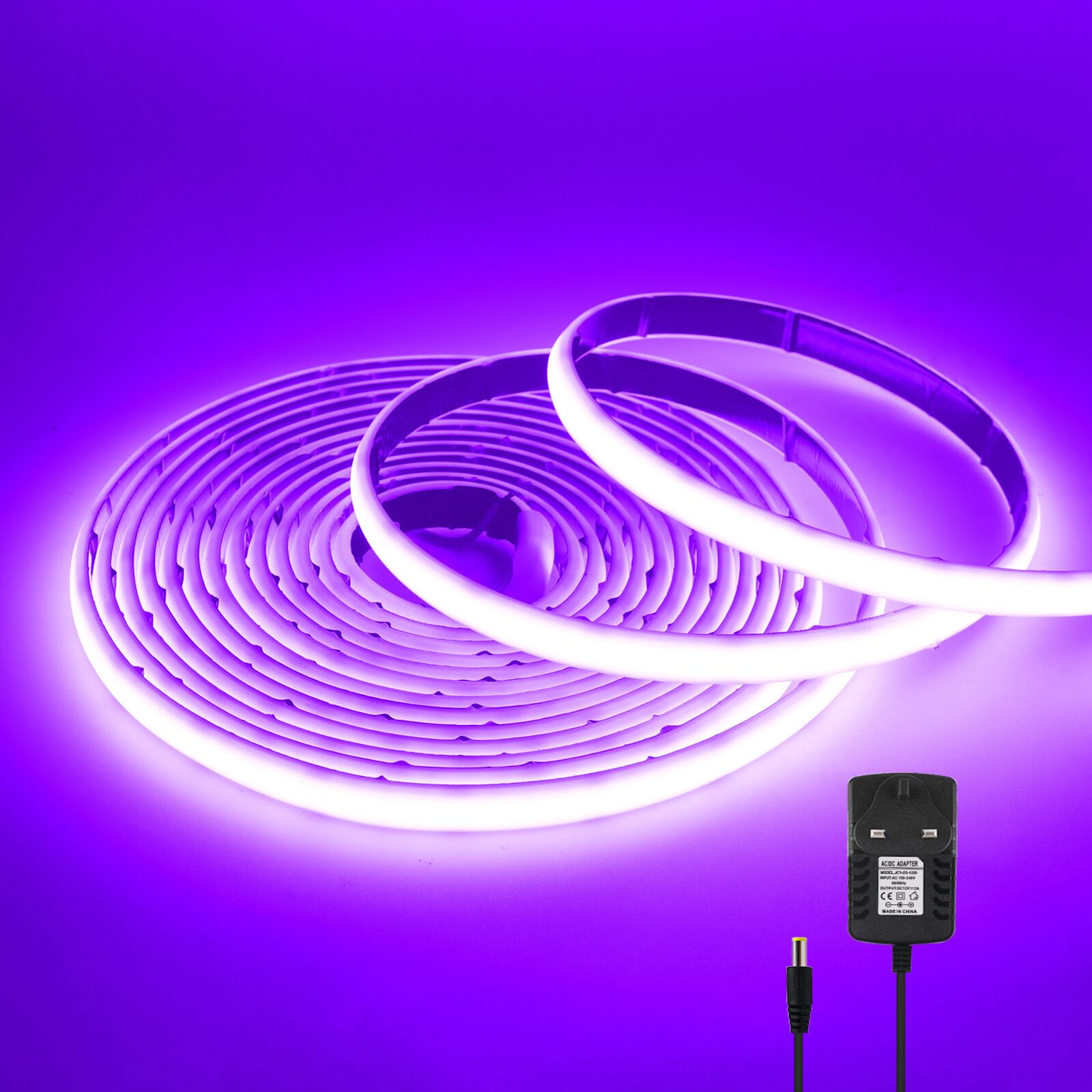 KAFULA 12V COB LED Neon Light Strip Self-Adhesive [8m, Purple], IP68 Waterproof Flexible, 320 LEDs/m Super Bright FCOB LED Fairy Light CRI90+, Can be Cut Every 5cm, Indoor and Outdoor Decoration