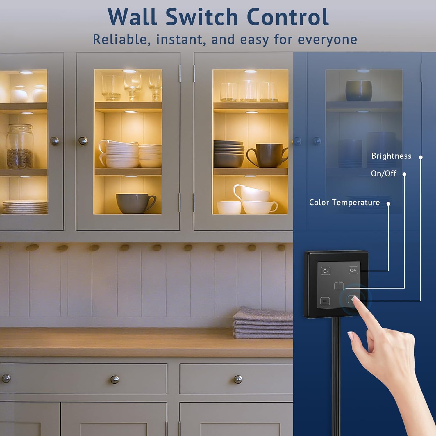 V4light LED Puck Lights 8 Pack, 6mm Ultra-Thin Plug in Under Cabinet Lighting with Touch Dimmer, Adjustable Color Temp(2700K-6500K), Easy Installation for Kitchen, Pantry, Closet, Bedroom (Brown)