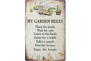 ERLOOD My Garden Rules Metal Tin Sign Vintage Wall Decoration Garden Tin...