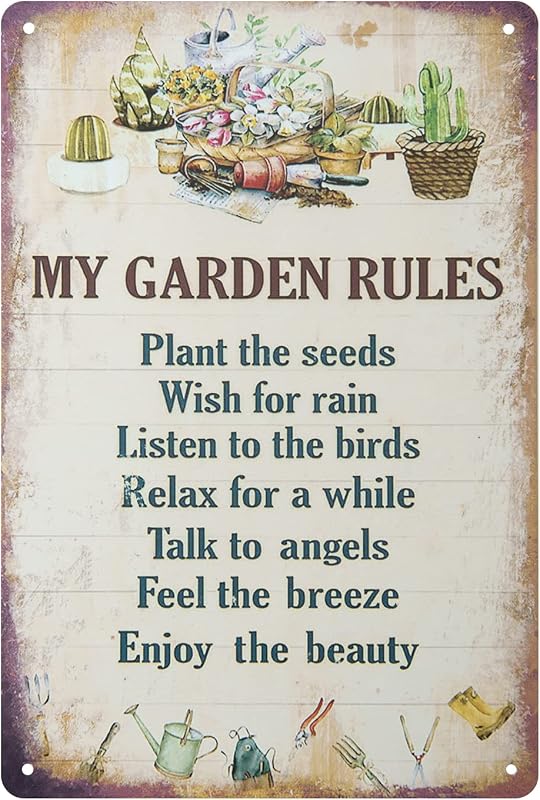 My Garden Rules Metal Tin Sign Vintage Home Garden Art Sign 8 x 12 | Wall Decoration