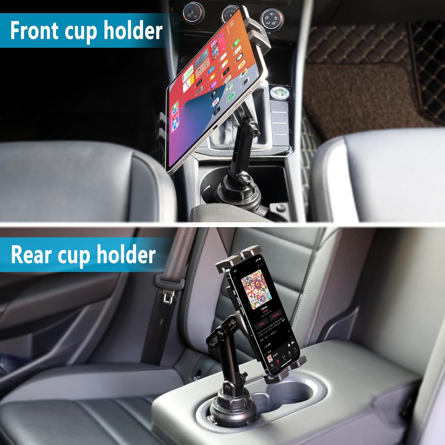 Cup Holder Tablet Mount for Car [Height Adjustable Arm] Vehicle/Truck Cupholder Tablet Mount Drink Holder for 4-12.9" Devices, iPad Pro Air Mini, Galaxy Tabs, iPhone, Tablets & Phones