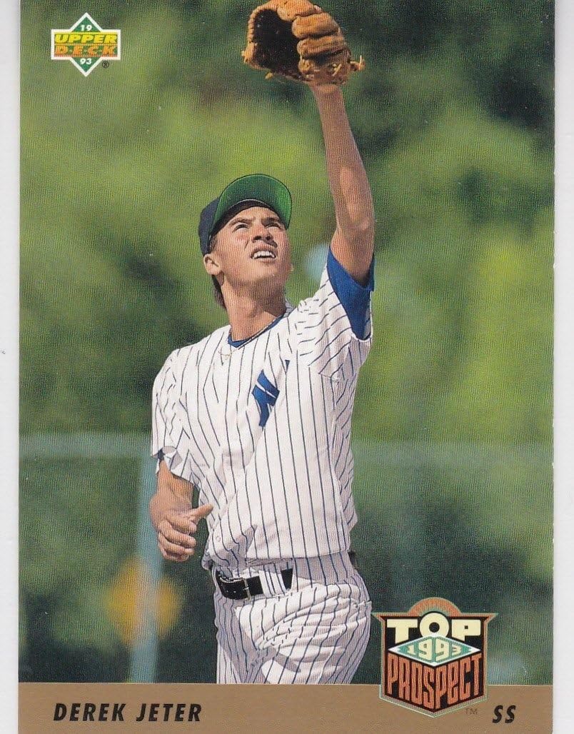 1993 Upper Deck # 449 Derek Jeter RC - New York Yankees Rookie Baseball Card In Protective Display Case