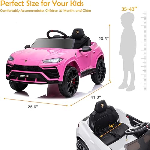 Miniatura 6 de JoyWheels Lamborghini Urus - Vehículo eléctrico para niños con licencia de 12 V, con control remoto, funciona con pilas, con sistema de suspensión,