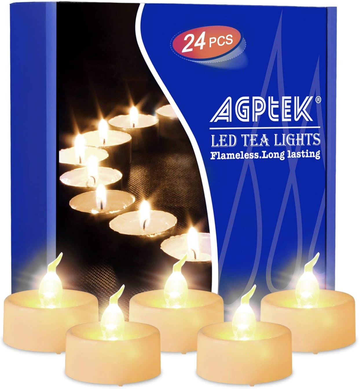 AGPTEK 24 PCS LED Tealight Timer Candles Battery Operated Flameless smokeless Flickering