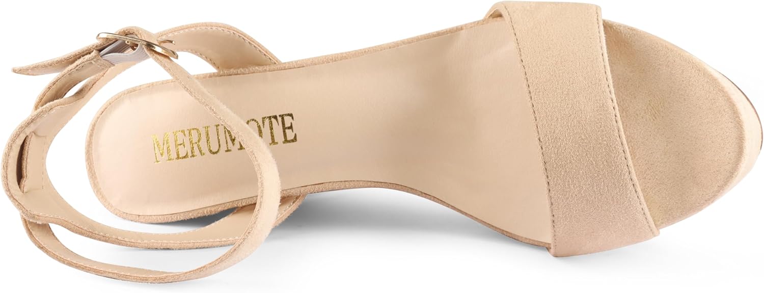 MERUMOTE Women's Fashion Platform Sandals Block Heels Wedding Summer Dress Shoes - Image 5