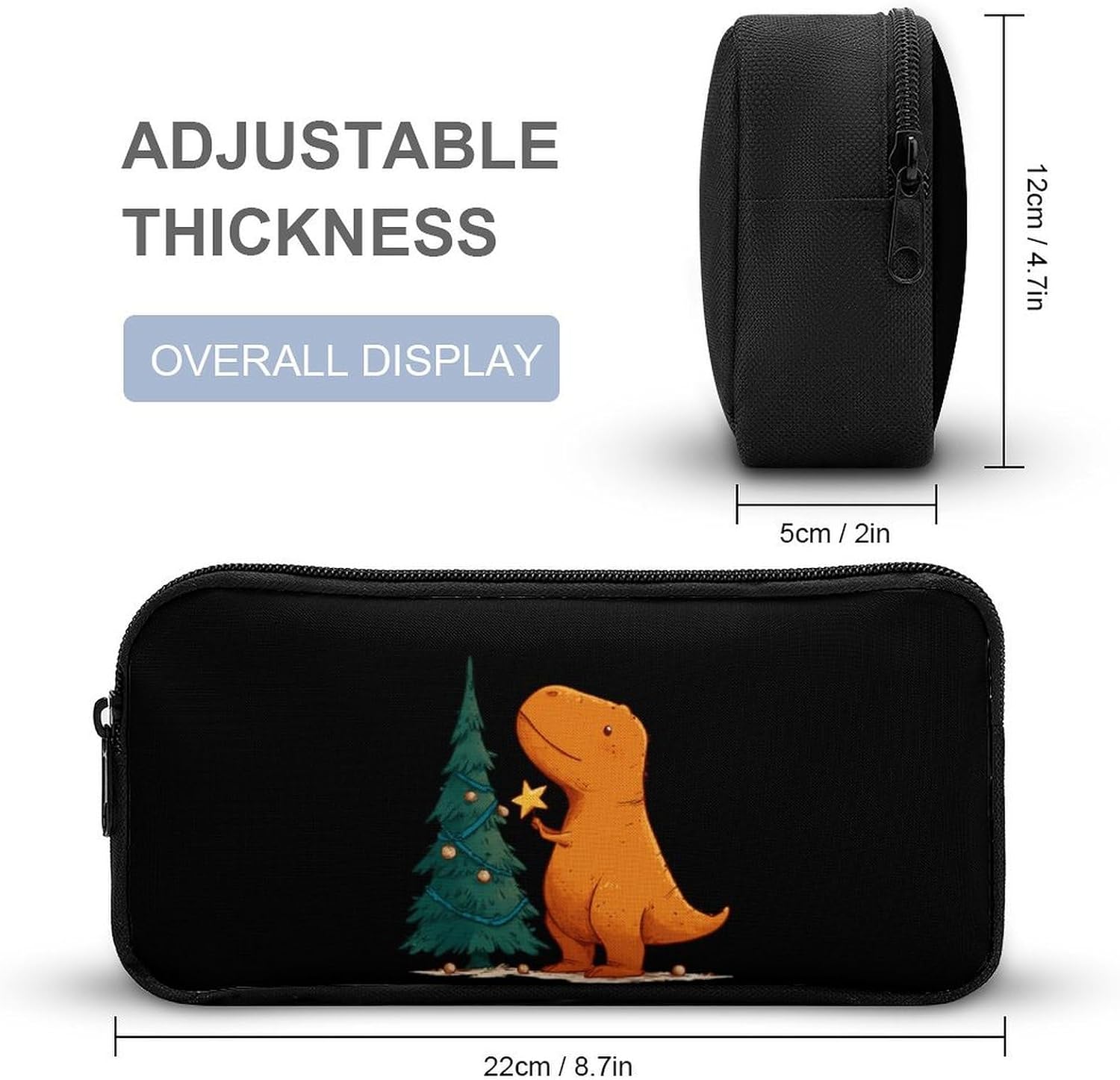 Cute Dinosaur Decorating Christmas Tree Funny Travel Makeup Bag Organizer image 2