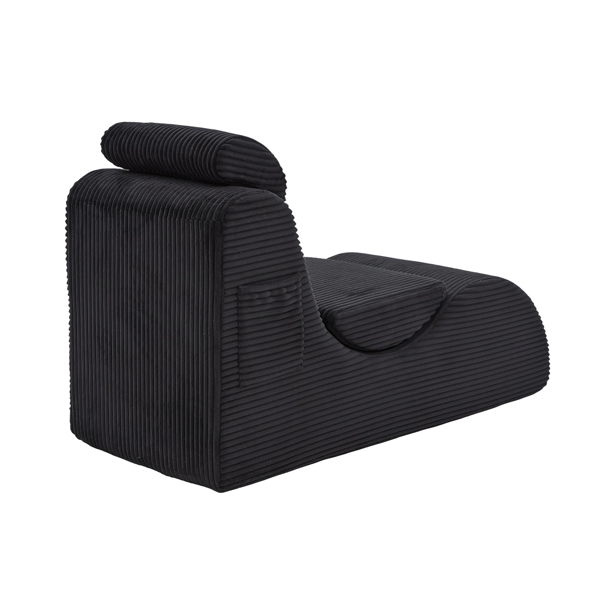 TIZZ Sillón de ocio moderno con forma ergonómica, de espuma de compresión altamente elástica, cojín de asiento extraíble y bolsillo lateral para sentarse cómodamente en el día a día. Negro