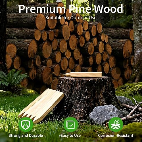 Miniatura 5 de 30 estacas de jardín de madera de 12 pulgadas, estacas de madera para letreros, estacas de grado y encuesta para soporte de plantas, valla de limo,