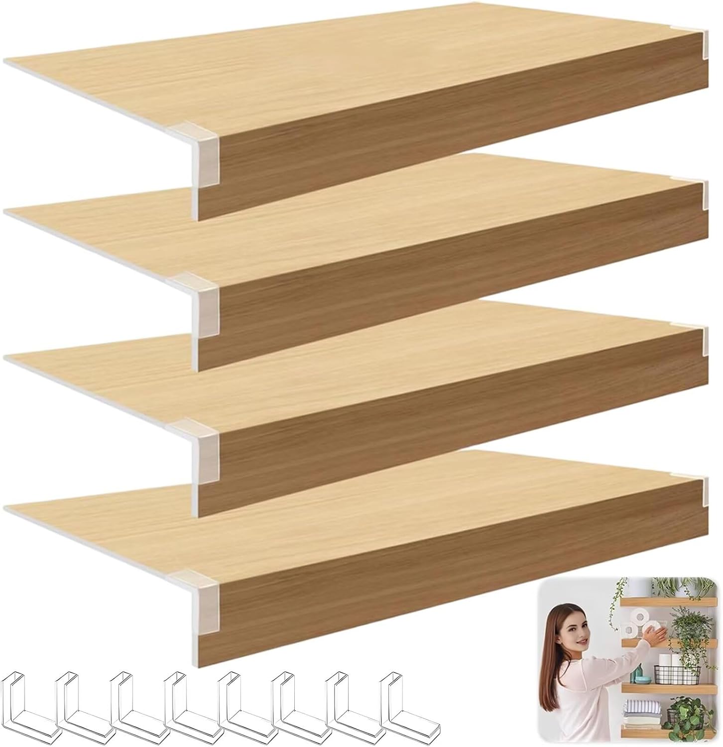 Wire Shelf Cover 4 Pcs, 19x12x3 in PVC Rack Covers for Wire Shelving Pantry and Laundry Shelves, Durable Removable Closet Decoration (Not Wood) Shelf Liners for Ofiice Home Kitchen, Color 21