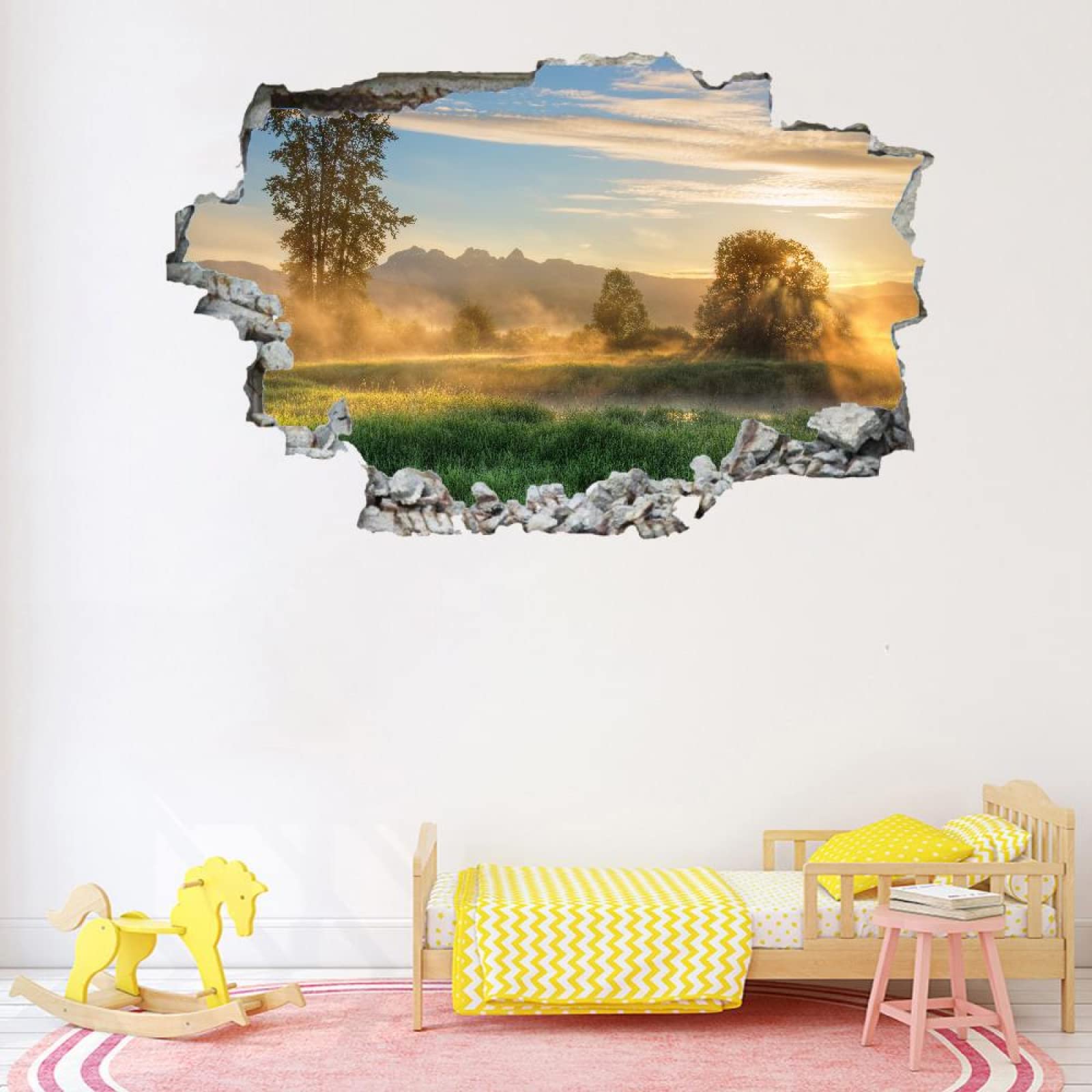 Árbol Tatuajes De Pared Wall Tattoo 3D Smashed Cielo Adhesivo De Pared Extraíble Calcomanías Murales Para Habitaciones Nubes Niñas Niños Dormitorio Mural Decoración Para El Hogar 75x113cm
